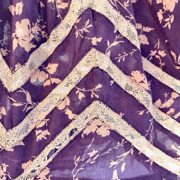 Free People Intimately Voile Lace Trapeze Mini Slip Dress in Eggplant - Small - Picture 5 of 5